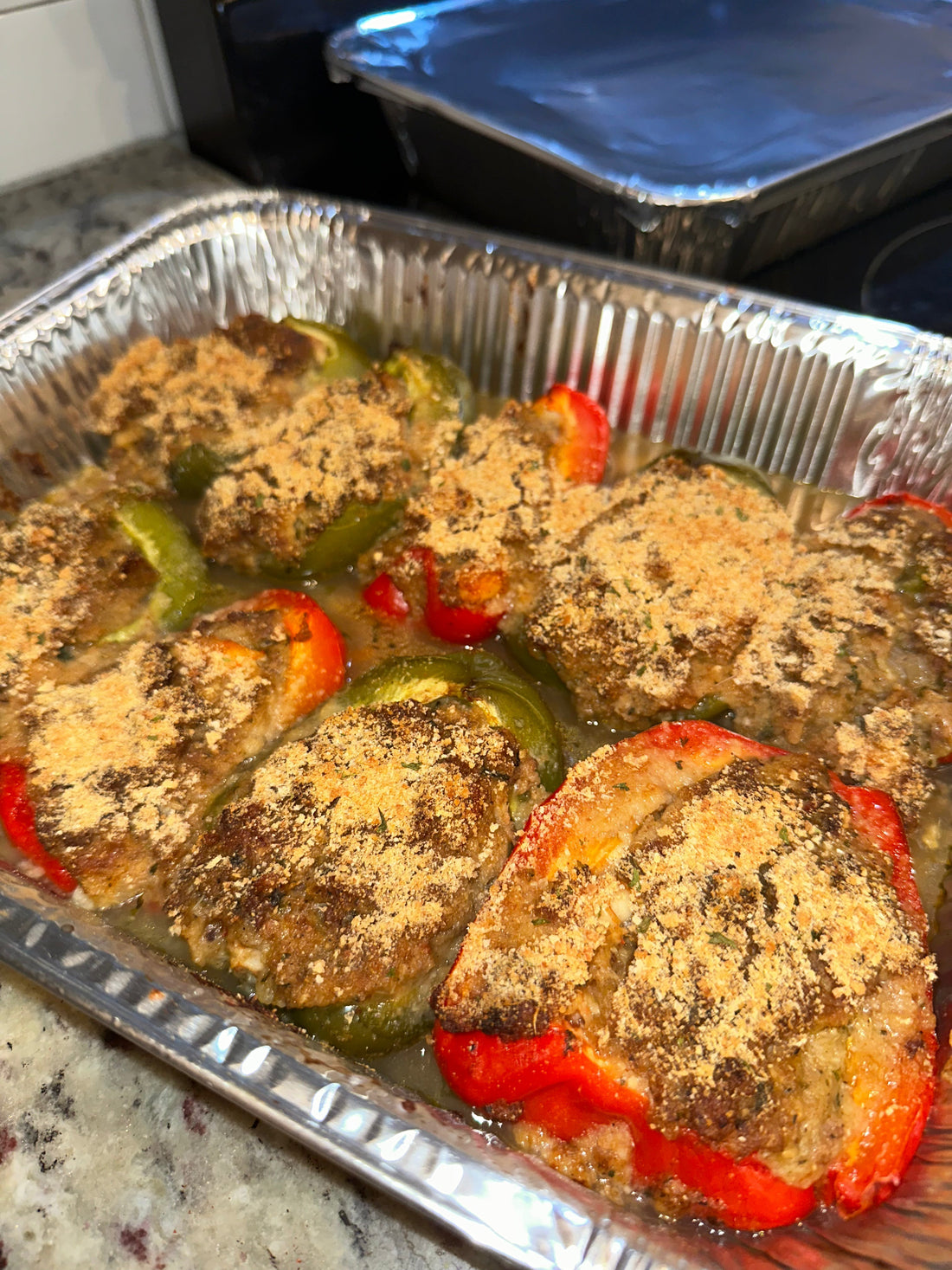 New Orleans Style Stuffed Bell Peppers Using Cuire Geaux Garlic