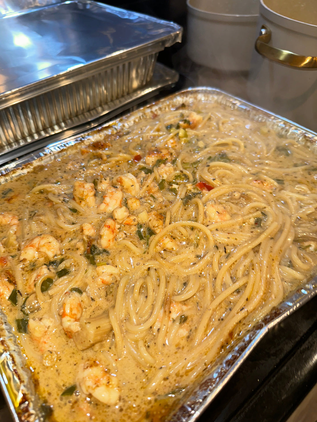 🍤 BBQ Shrimp Pasta Bake (Using Garlic and Herb Drops)